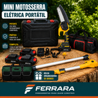 Mini Motosserra Elétrica Portátil + 4 Baterias e Bolsa de Ferramentas Grátis